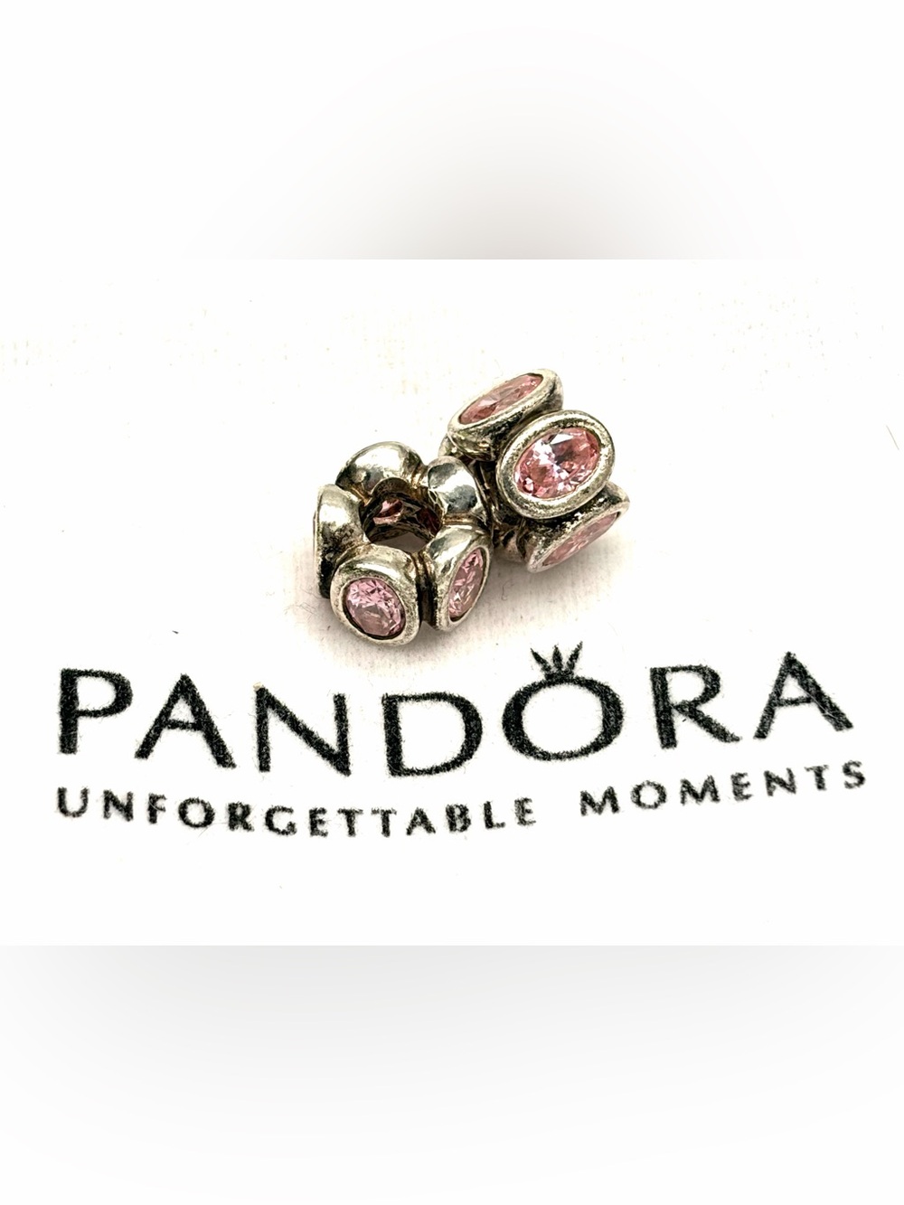 Pandora Pink Oval Lights Bead Charm - Set of 2 - Retired- 790311PCZ